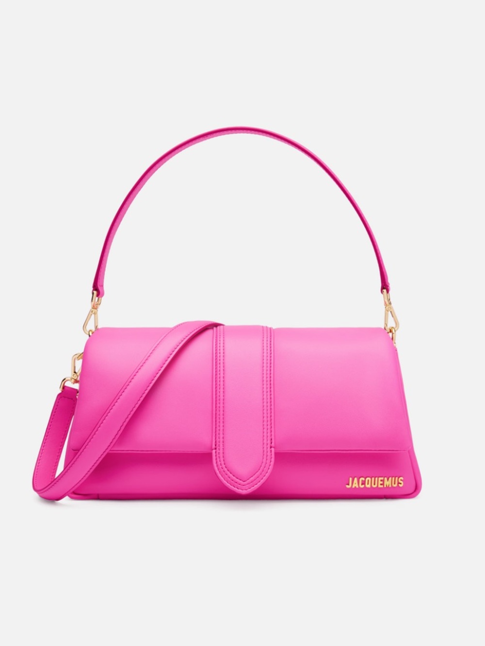 Jacquemus Le Bambimou leather bag Medium Pink Crossbody Bag Gold Logo